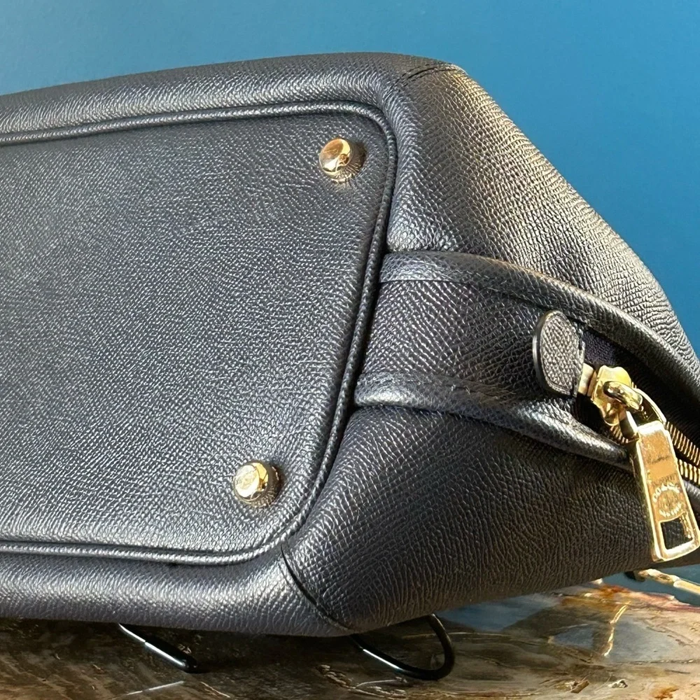 Coach Prince Street Midnight Blue Crossgrain Leather Domed Satchel 34939